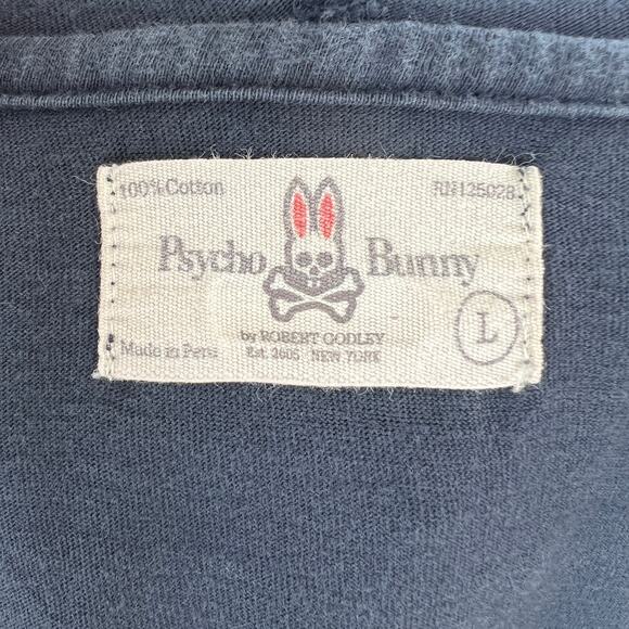 Psycho Bunny Robert Godley Navy Blue Hoodie Logo Pockets Drawstring Size L Large - Picture 7 of 10